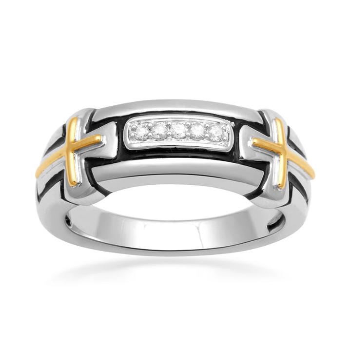 Mens 1/10 Ct. T.w. Diamond Sterling Silver Wedding Band