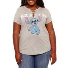Short Sleeve V Neck Lilo & Stitch Graphic T-shirt