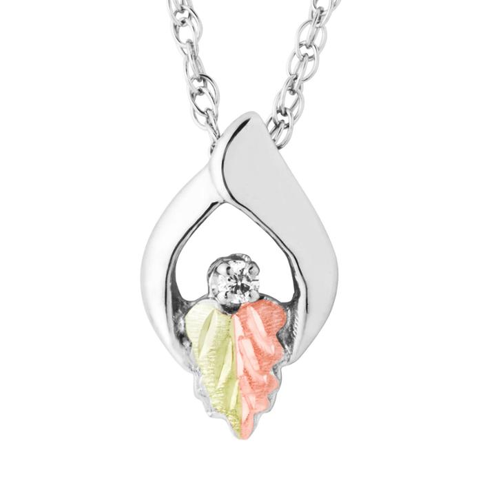 Black Hills Gold Landstroms Womens White Diamond Sterling Silver Pendant Necklace
