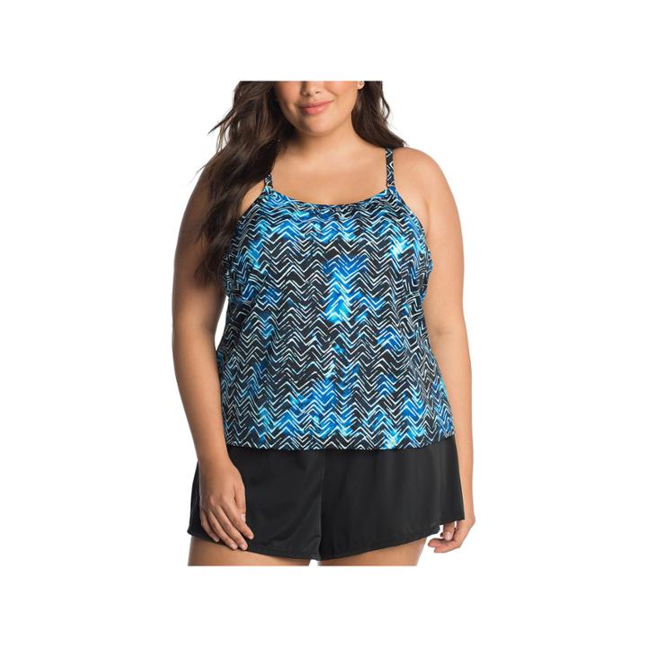 Trimshaper Trimshaper Waves One Piece Swimsuit Plus