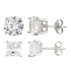 2 Pair Greater Than 6 Ct. T.w. White Cubic Zirconia Sterling Silver Earring Sets
