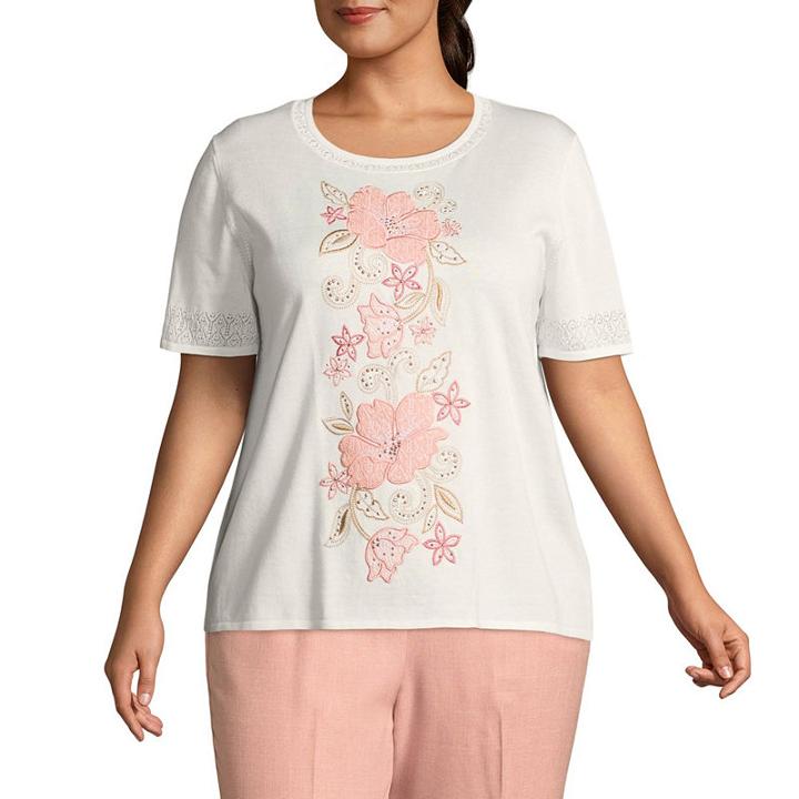 Alfred Dunner La Dolce Vita Floral Applique Sweater- Plus