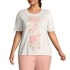 Alfred Dunner La Dolce Vita Floral Applique Sweater- Plus