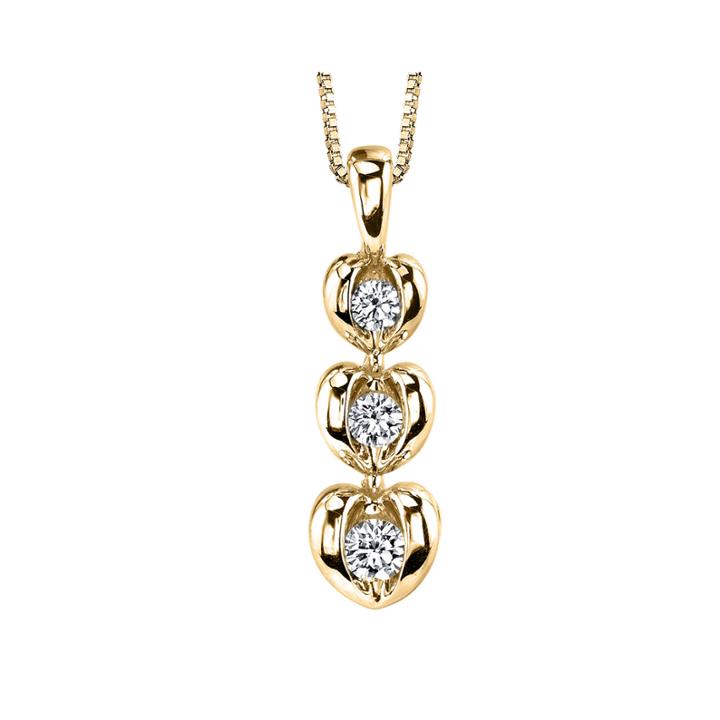 Sirena&trade; 1/8 Ct. T.w. Diamond 14k Yellow Gold Heart Pendant Necklace