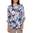 Alfred Dunner Crescent City Long Sleeve Geo Print Blouse