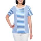 Alfred Dunner Classics Short Sleeve Round Neck Stripe T-shirt-womens