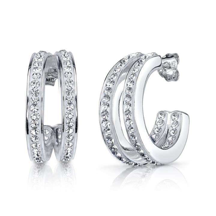 Sparkle Allure White Silver Over Brass Hoop Earrings