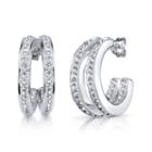 Sparkle Allure White Silver Over Brass Hoop Earrings