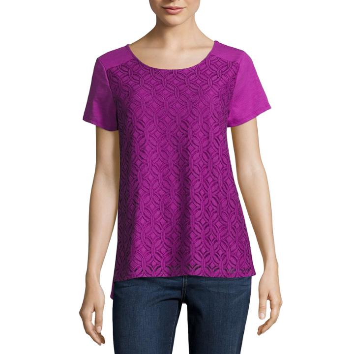St. John's Bay Short Sleeve Draped Neck T-shirt-womens
