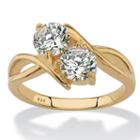 Diamonart Womens 5 1/4 Ct. T.w. White Cubic Zirconia 14k Gold Over Silver Cocktail Ring