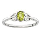 Womens Genuine Peridot Green Sterling Silver Delicate Ring