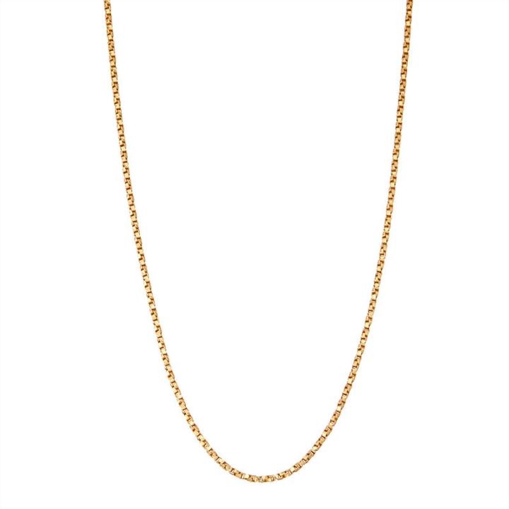 14k Gold Over Silver Solid Box 16 Inch Chain Necklace