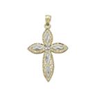 Tesoro&trade; 14k Two-tone Gold Diamond-cut Filigree Cross Pendant