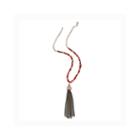 Mixit&trade; Red Beaded Gold-tone Tassel Pendant