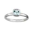 Personally Stackable Cushion-cut Genuine Aquamarine Sterling Silver Ring