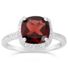 Womens 1/6 Ct. T.w. Genuine Red Garnet Sterling Silver Halo Ring
