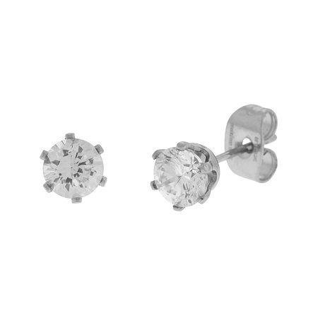 Cubic Zirconia 5mm Stainless Steel Stud Earrings