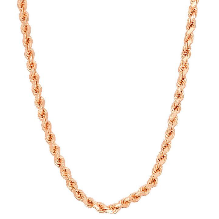 14k Gold Over Silver Solid Rope 18 Inch Chain Necklace