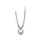 Mixit&trade; Silver-tone Hammered Double-circle Pendant Necklace