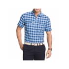 Izod Short Sleeve Check Chambray Button-front