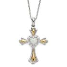 Lab-created Opal & White Sapphire Sterling Silver Cross Pendant Necklace