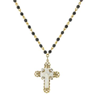 1928 Symbols Of Faith Religious Jewelry Womens White Cross Pendant Necklace