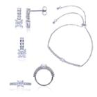 Sterling Silver Princess Cut Cubic Zirconia 4-pc Jewelry Set