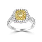 Womens 1 1/2 Ct. T.w. Color Enhanced Yellow Diamond 14k Gold Halo Ring