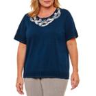 Alfred Dunner Arizona Sky Short Sleeve Crew Neck Pullover Sweater-plus