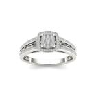 3/8 Ct. T.w. Diamond Cluster 10k White Gold Engagement Ring