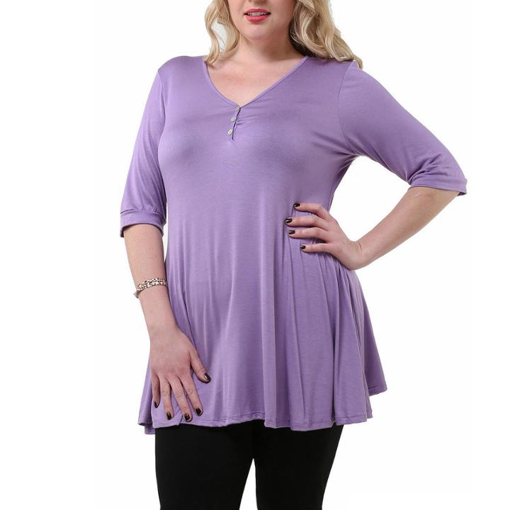 24/7 Comfort Apparel Henley Tunic Top Plus