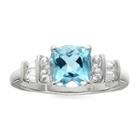 Genuine Blue Topaz & Lab-created White Sapphire Sterling Silver 3-stone Ring