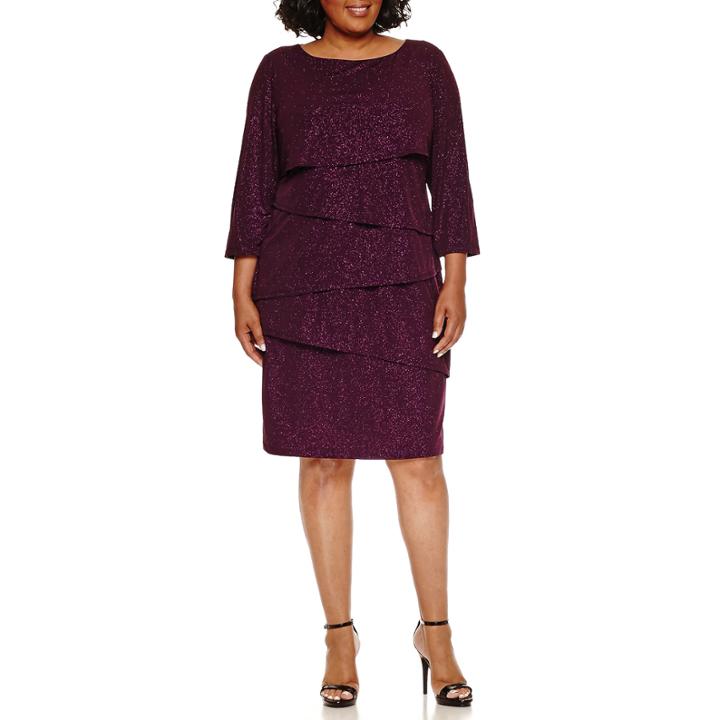 Ronni Nicole 3/4 Sleeve Sheath Dress-plus