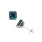 Princess Blue Blue Topaz 10k Gold Stud Earrings