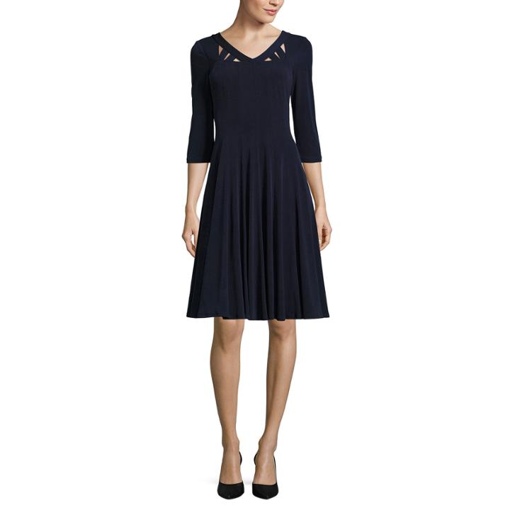 Rabbit Design 3/4 Sleeve Fit & Flare Dress