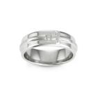 Diamond-accent Stainless Steel Cross Band Ring