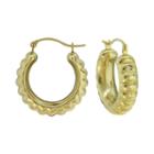 14k Yellow Gold Over Resin Scalloped Hoop Earrings