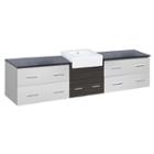 96.25-in. W Wall Mount White-dawn Grey Vanity Setfor 1 Hole Drilling Black Galaxy Top