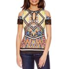 Bisou Bisou Lace Cold Shoulder Keyhole Top