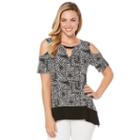 Rafaella Short Sleeve V Neck Jersey Blouse