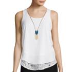 By & By Sleeveless Chiffon Peekaboo Tank Top With Necklace