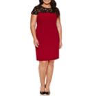 Bisou Bisou Short Sleeve Lace Sheath Dress-plus
