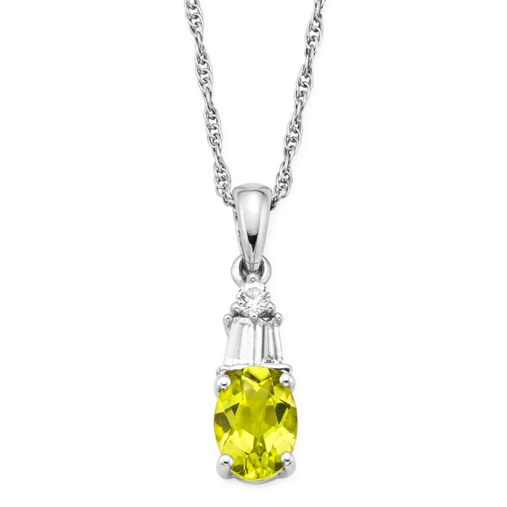 Genuine Peridot & Lab-created White Sapphire Sterling Silver Pendant Necklace