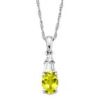 Genuine Peridot & Lab-created White Sapphire Sterling Silver Pendant Necklace