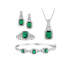 Womens 4-pc. Simulated Emerald Silver Over Brass Jewelry Set