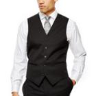 Claiborne Black Solid Suit Vest - Classic Fit