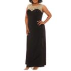 Atelier Danielle Sleeveless Applique Embellished Embroidered Evening Gown-plus