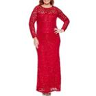 Blu Sage Long Sleeve Lace Sequin Evening Gown-plus
