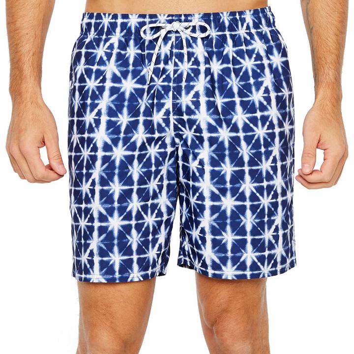 St. John's Bay Navy Geo Geometric Swim Shorts