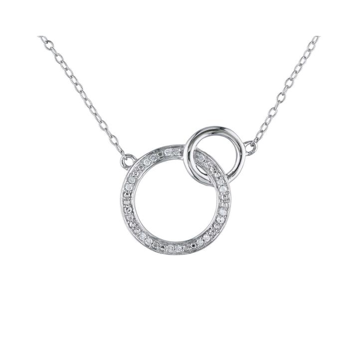 1/10 Ct. T.w. Diamond Sterling Silver Double Circle Pendant Necklace